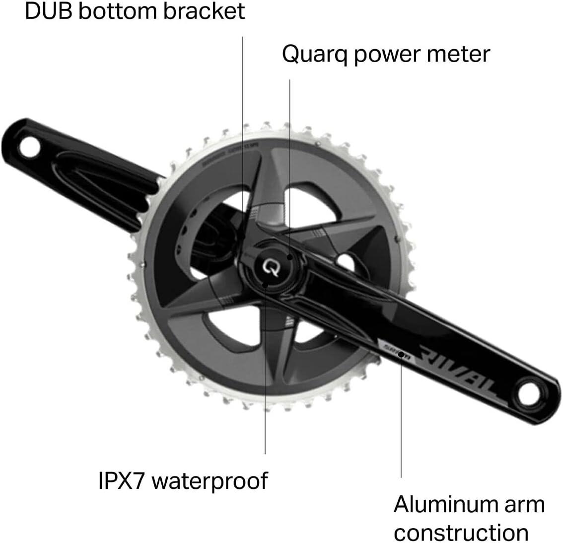 imageSRAM Rival AXS Crankset with Quarq Power Meter 175mm 12Speed 4835t Yaw 107 BCD DUB Spindle Interface Black D1