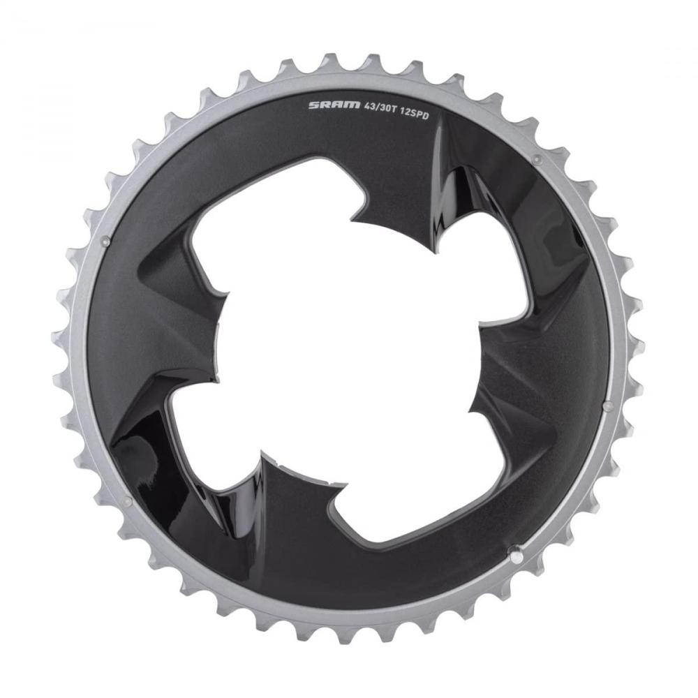 imageSRAM FORCE 2x12 CHAINRING WIDE 43T 94 BCD 4BOLT POLAR GREYBlack
