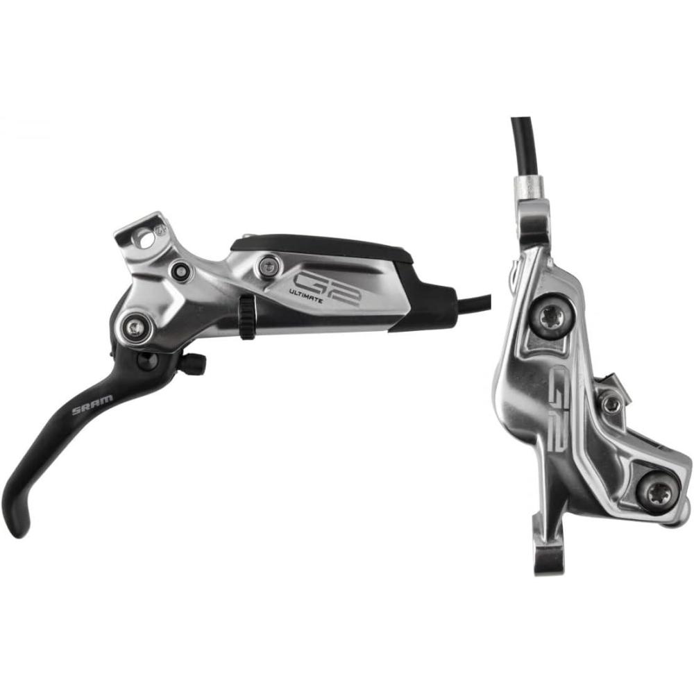 imageSRAM G2 Ultimate Disc Brake and Lever Front Hydraulic Post Mount Carbon Lever Titanium Hardware Polar Grey Anodized A2