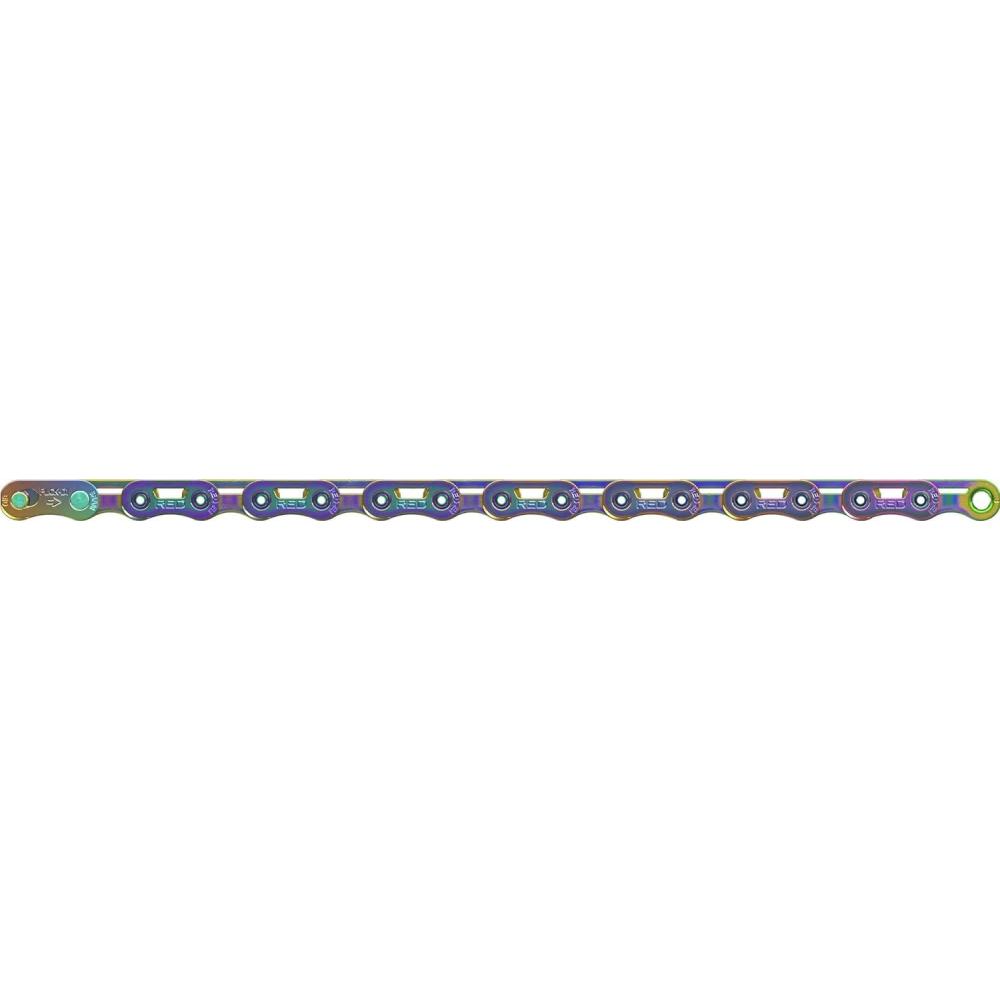 imageSRAM RED Flattop Chain 12Speed 126 Links Flattop PowerLock Rainbow